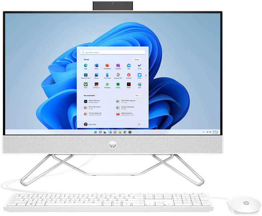 HP 24-cb1009ne Bundle AIO Desktop PC, 24" FHD Touch IPS Display, Intel Core i5-1235U, 8GB RAM, 512 GB SSD, NVIDIA GeForce MX450 2GB, HP 225 White Wired KB & Mouse, Win 11, White | 1008NE-6J7F2EA