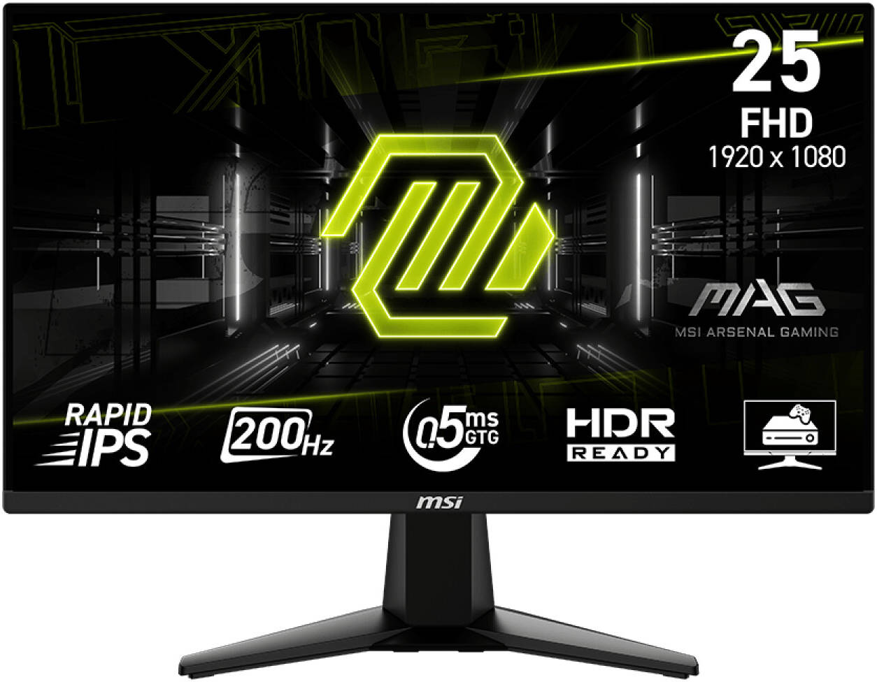 MSI MAG 255XF 24.5" Full HD Gaming Monitor – 240Hz, 1ms Rapid IPS, FreeSync Premium, G-SYNC Compatible, Ergonomic Adjustable Stand, Frameless Design – High-Speed Esports Display