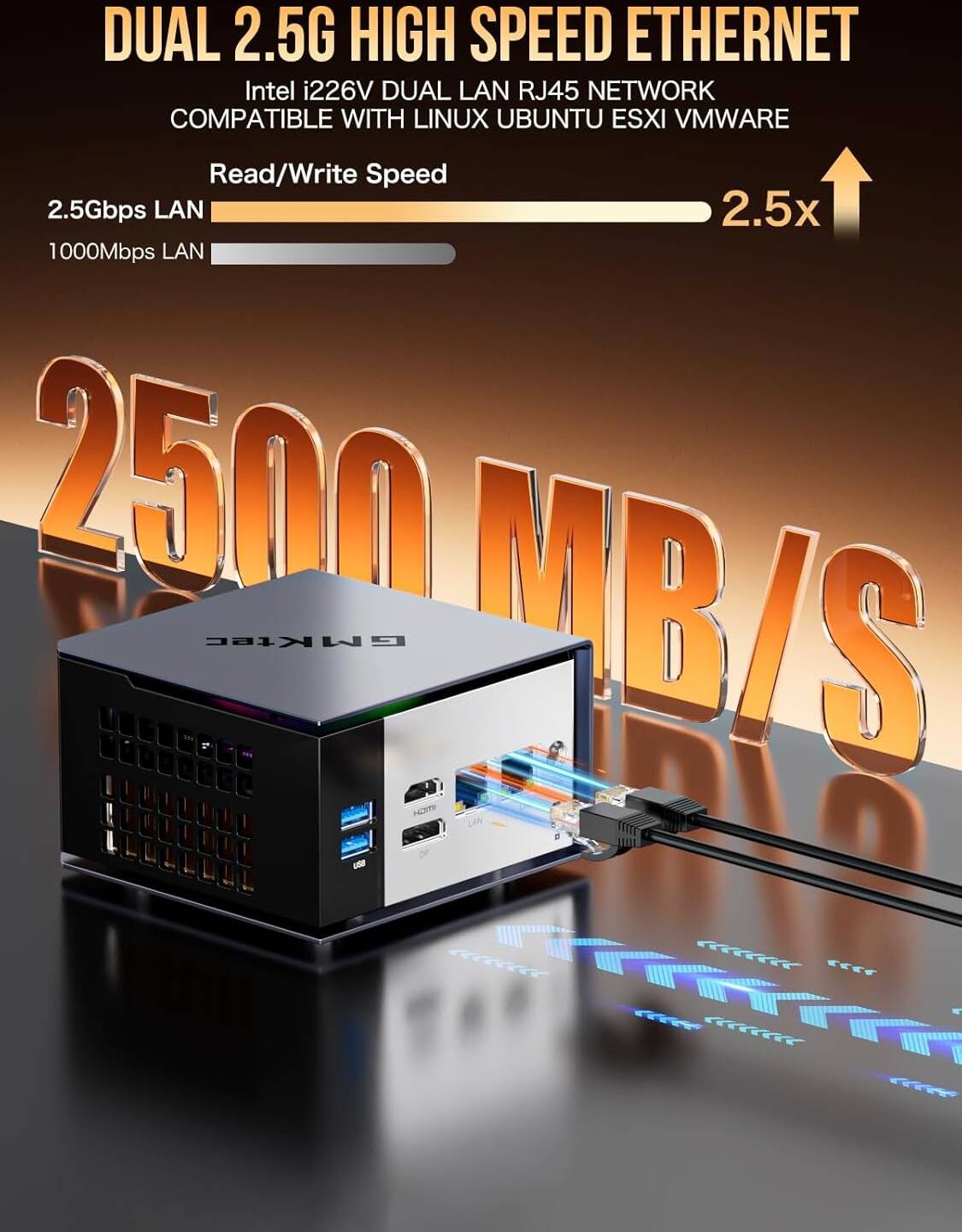 GMKtec AI Mini PC AMD Ryzen AI 9 HX-370 Serie(5.1GHz) Mini Gaming Computers, 32GB LPDDR5X 1TB PCIe 4.0 SSD, Support, Triple Screen 8K Display, WiFi 6 & USB4/Oculink Interface | EVO-X1