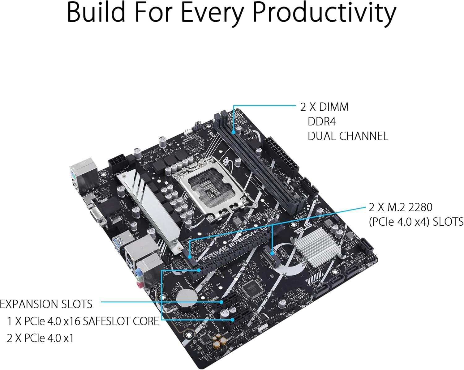 ASUS Prime B760M-K Motherboard – LGA1700, Intel B760 Chipset, USB 3.2 Gen 1, Micro-ATX