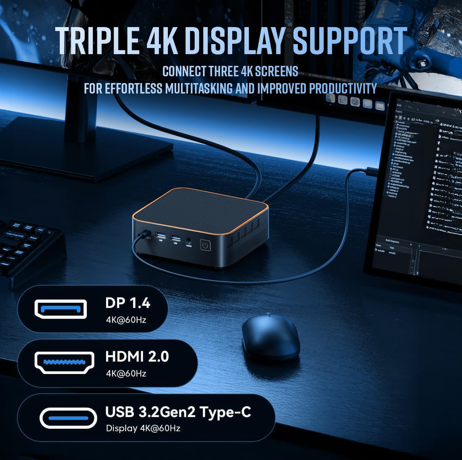 First Wave MicroStorm M5 Mini PC – Intel Core i5-12450H, RAM, SSD, Mini Desktop PC with USB-C, Triple 4K Display, Ethernet RJ45, WiFi 6, BT 5.2, VESA Monitor Mount, Perfect for Office & Home