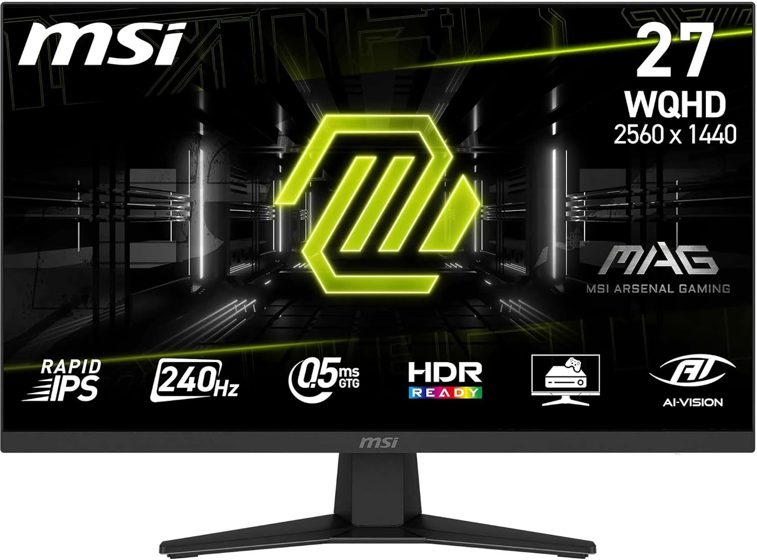 MSI MAG 274QF X24 Gaming Monitor – 27" WQHD (2560×1440) IPS | 240Hz | 0.5ms | HDR | Adaptive Sync | Flat Display MSI