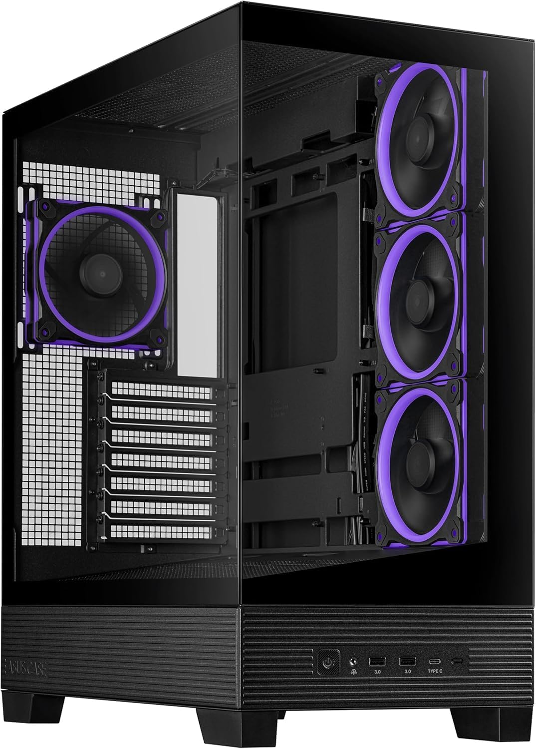 ASUS A31 Plus Mid-Tower PC Case – Black with Tempered Glass & ARGB Fans, ATX / Micro-ATX / Mini-ITX Compatible