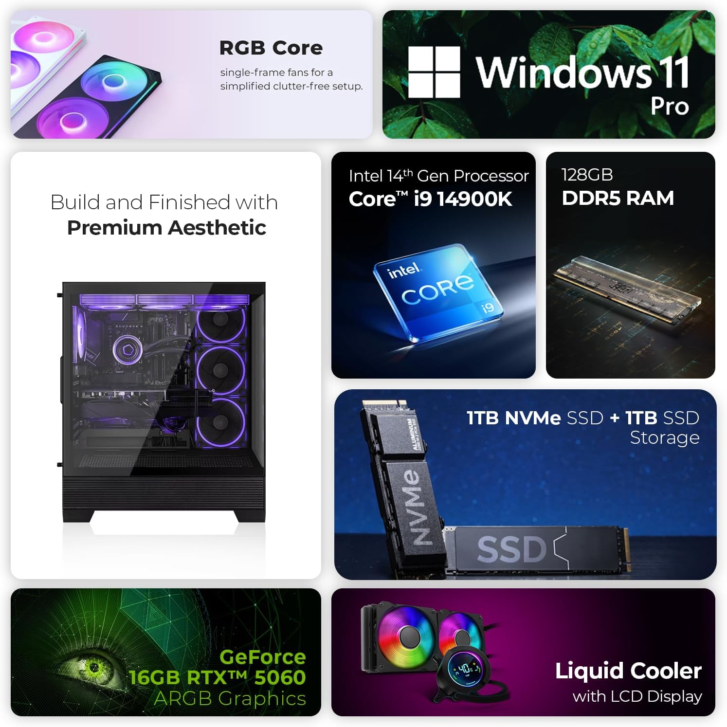 First Wave Xtreme Pro AI & Rendering Workstation – Intel Core i9-14900K | RTX 5060 8GB Graphics | 128GB DDR5 RAM | 2TB Dual SSD Storage | Advanced Liquid Cooling | Professional Creator & Engineering Desktop