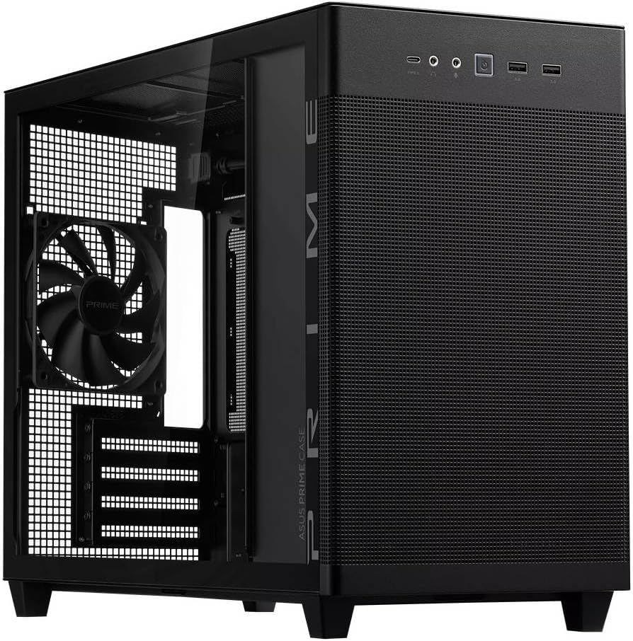 ASUS Prime AP202 Mid-Tower PC Case – Tempered Glass, ARGB, Black, ATX / Micro-ATX / Mini-ITX Compatible