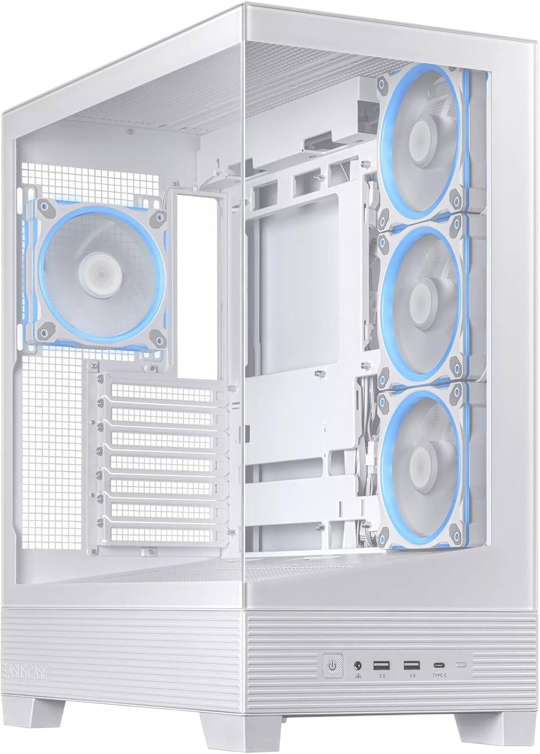ASUS A31 Plus Mid-Tower PC Case – White with Tempered Glass & ARGB Fans, ATX / Micro-ATX / Mini-ITX Compatible