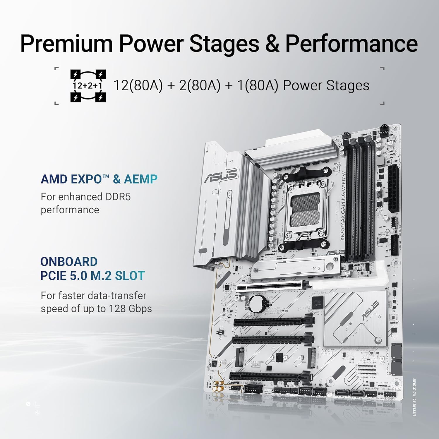 ASUS X870 Max Gaming WiFi7 Motherboard – AMD AM5 Socket, X870 Chipset, PCIe 5.0, USB4, Wi-Fi 7, Aura Sync RGB