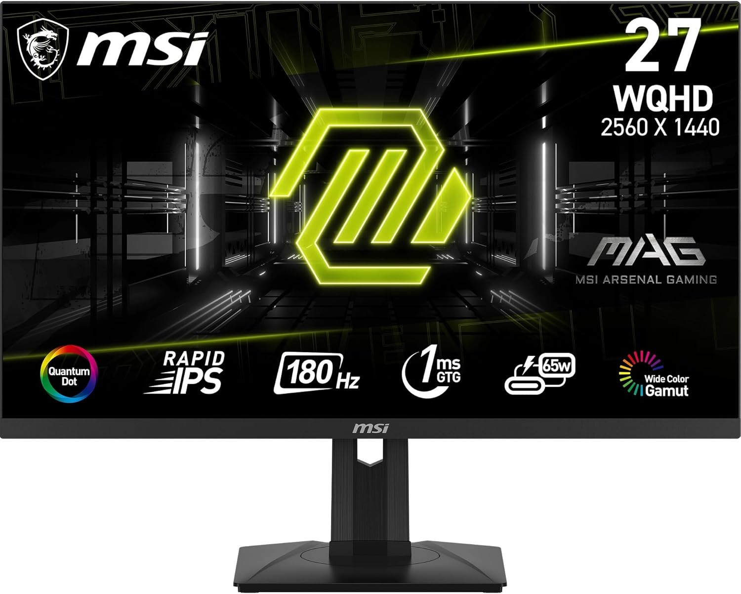MSI MAG 274QRF QD E2 Gaming Monitor – 27" WQHD (2560×1440) QD-IPS | 180Hz | 0.5ms | HDR | G-SYNC Compatible | Flat Display MSI
