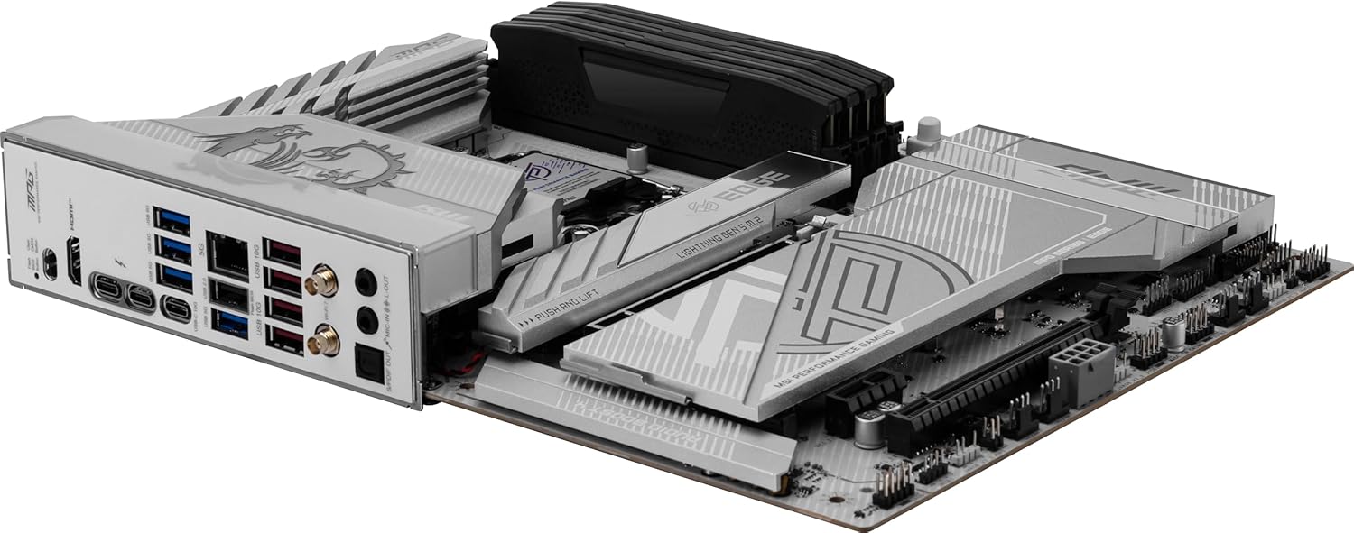 MSI MPG Z890 EDGE TI WIFI DDR5 LGA 1851 ATX Motherboard – Intel Z890 Chipset, DDR5 8800+ OC, PCIe 5.0 x16, Triple M.2 Gen5 NVMe, Wi‑Fi 7, 2.5G LAN, USB‑C 20Gbps, HDMI & DisplayPort Support MSI