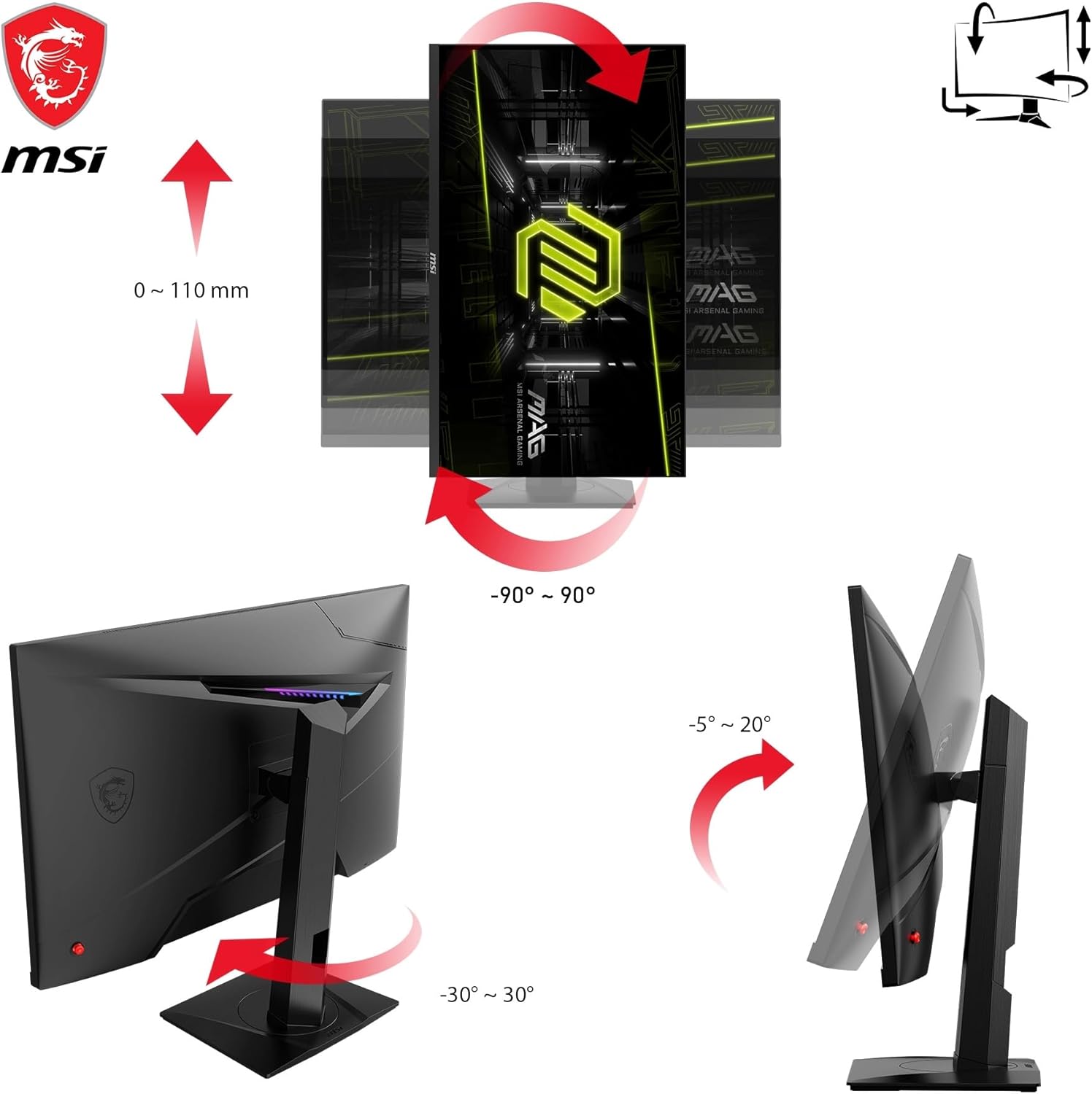 MSI MAG 274QRF QD E2 Gaming Monitor – 27" WQHD (2560×1440) QD-IPS | 180Hz | 0.5ms | HDR | G-SYNC Compatible | Flat Display MSI