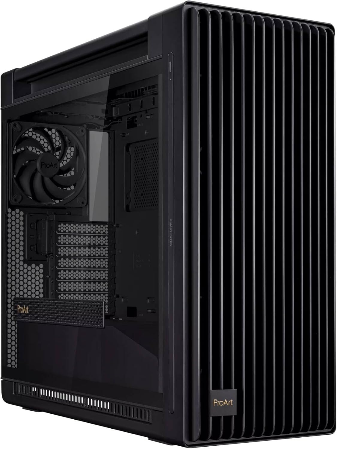 ASUS ProArt PA602 Wood TG Edition – Black, Tempered Glass, PWM Fan Control, Premium Creator PC Case