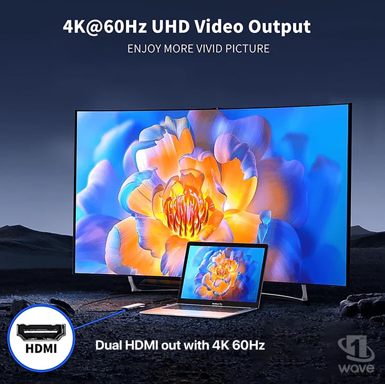 First Wave SlimDock 7-in-1 USB-C Hub – 2× USB 3.2, USB-C 3.2 (10Gbps), 100W PD Fast Charging, HDMI 4K@60Hz, DP 1.2, Gigabit Ethernet LAN, Aluminum Alloy, Metallic Grey Multiport Docking Station