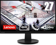 Lenovo N27q 27" QHD Monitor   2560x1440 IPS, 100Hz, 4ms, 3-Side NearEdgeless, 2x HDMI 2.1, DisplayPort 1.4, Adjustable Stand