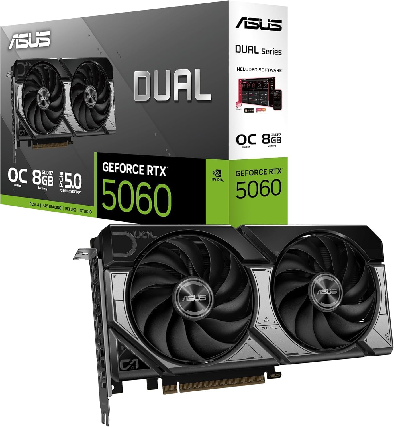 ASUS Dual RTX 5060 8GB Graphics Card – GDDR6, PCIe 4.0, Dual Fan Cooling, Ray Tracing