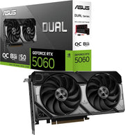 ASUS Dual RTX 5060 8GB Graphics Card – GDDR6, PCIe 4.0, Dual Fan Cooling, Ray Tracing