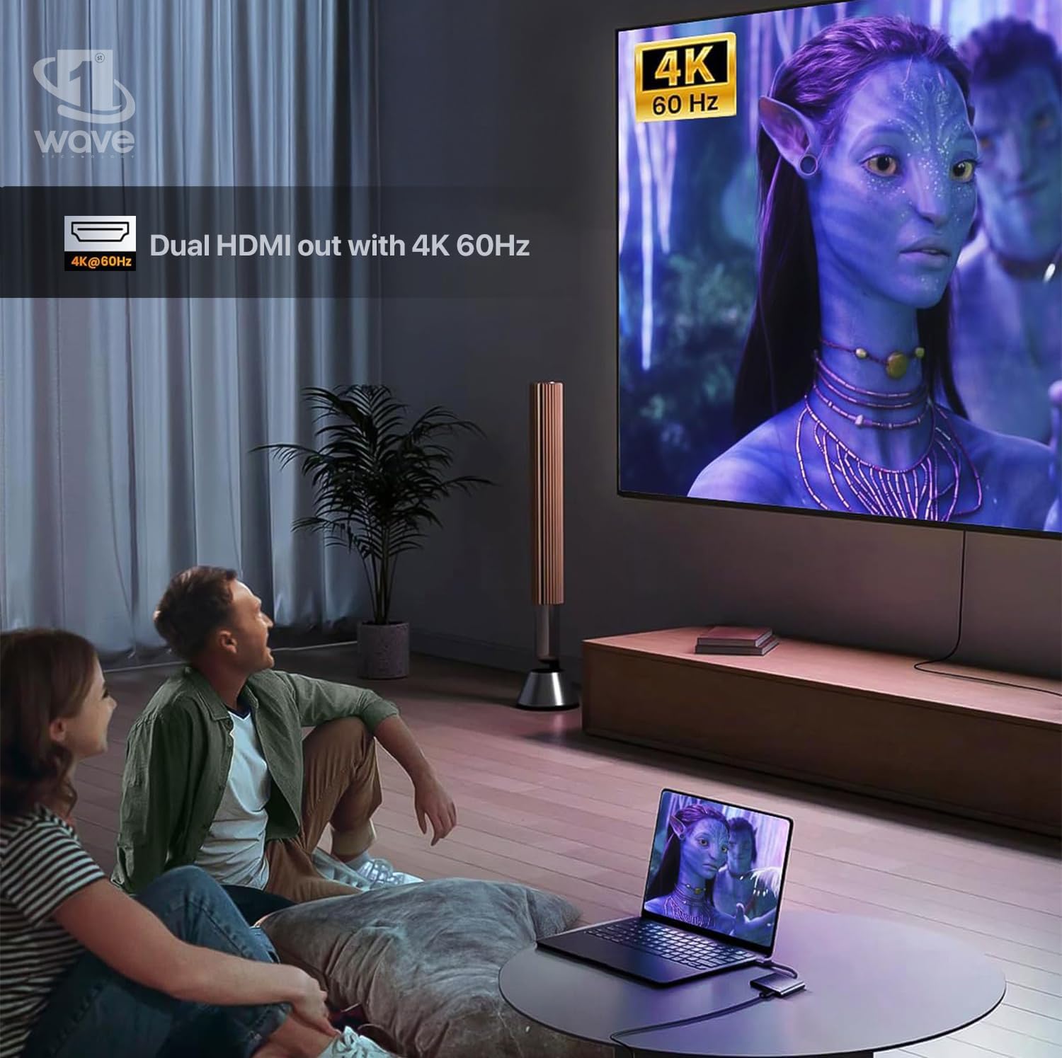 First Wave SlimDock 7-in-1 USB-C Hub – 2× USB 3.2, USB-C 3.2 (10Gbps), 100W PD Fast Charging, HDMI 4K@60Hz, DP 1.2, Gigabit Ethernet LAN, Aluminum Alloy, Metallic Grey Multiport Docking Station