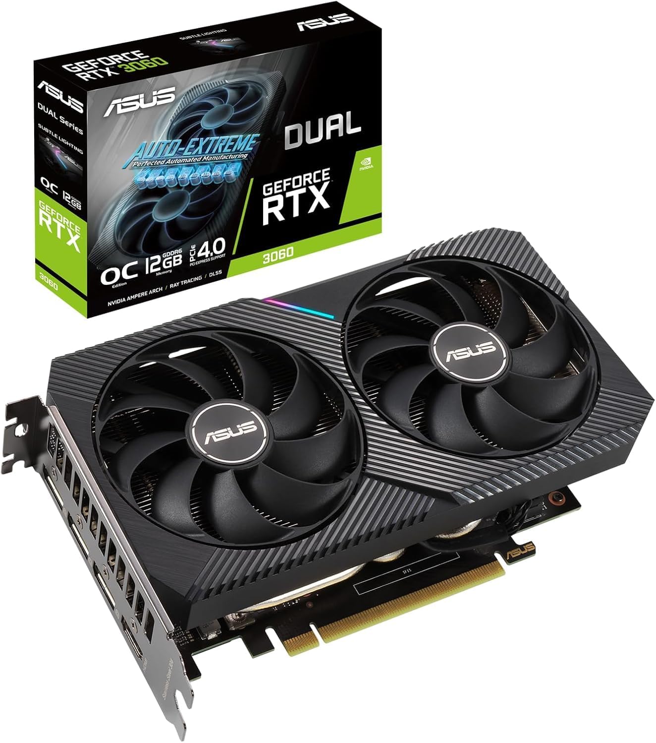 ASUS Dual RTX 3060 12GB V2 Graphics Card – GDDR6, PCIe 4.0, Dual Fan Cooling, Ray Tracing