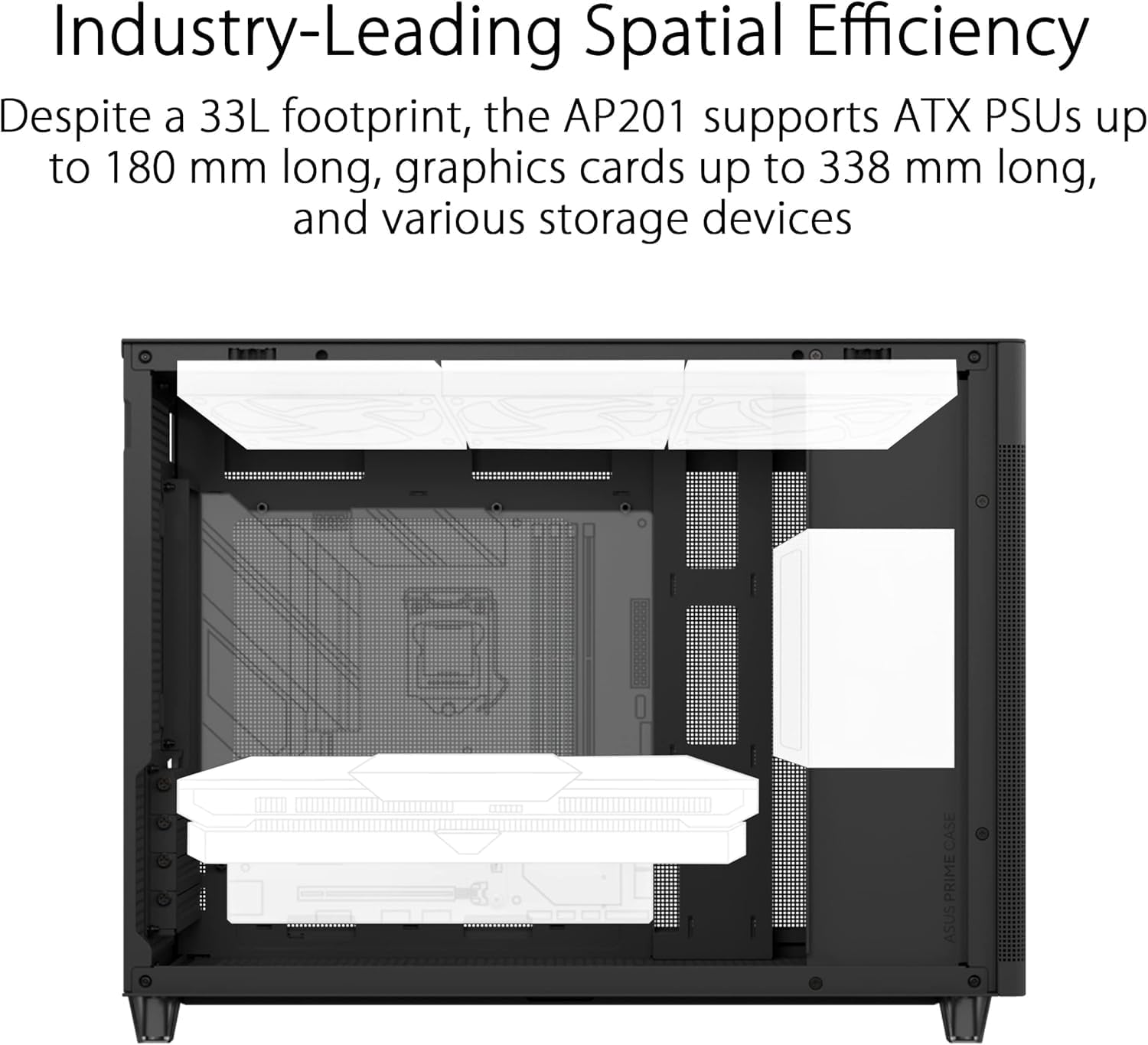 ASUS Prime AP201 Mid-Tower PC Case – Tempered Glass, Black, ATX / Micro-ATX / Mini-ITX Compatible
