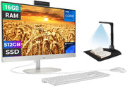 HP All-in-One Desktop PC – Intel Core i7-1355U | 16GB RAM | 512GB SSD | 27" Full HD Display | Windows 11 Pro | White | Includes First Wave USB Document Scanner with OCR