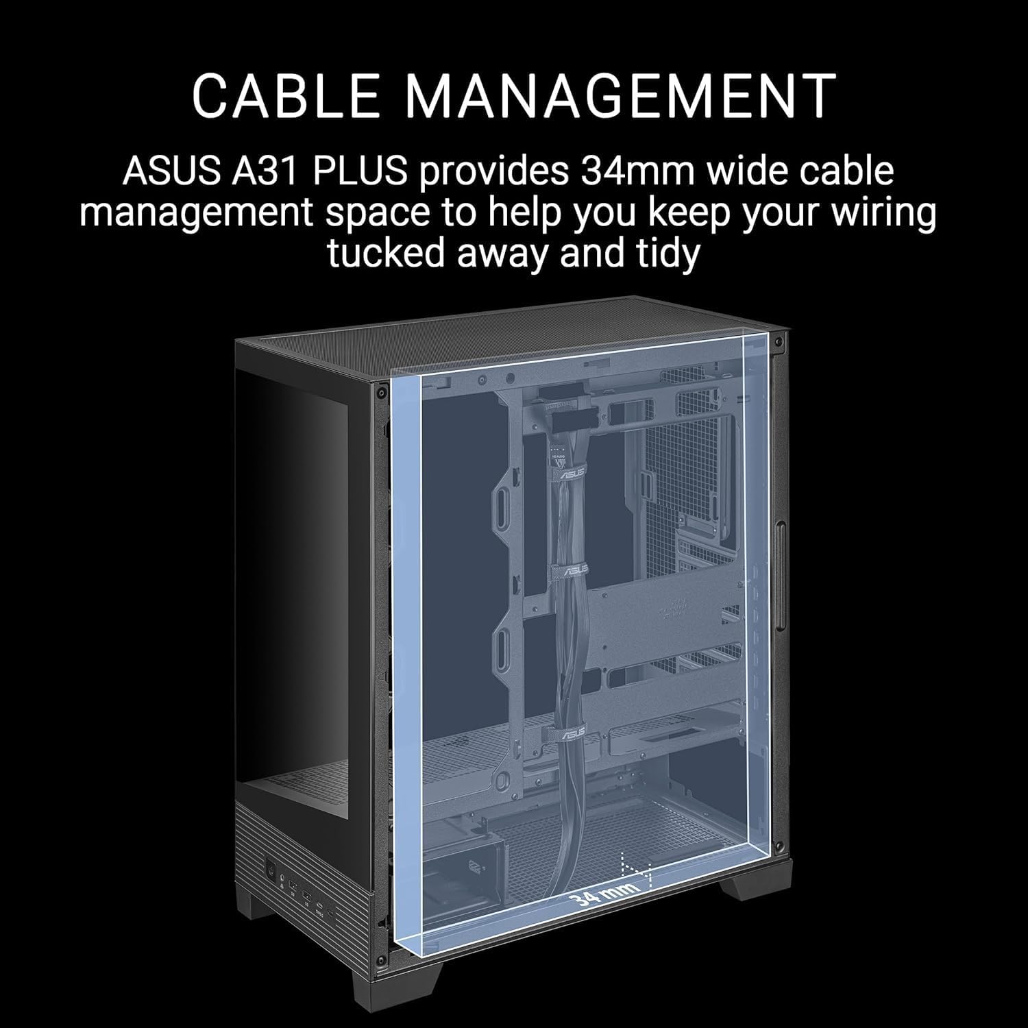 ASUS A31 Plus Mid-Tower PC Case – Black with Tempered Glass & ARGB Fans, ATX / Micro-ATX / Mini-ITX Compatible