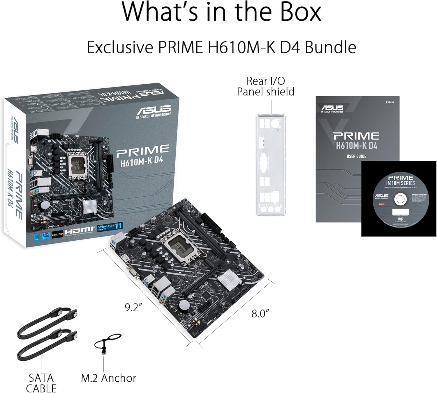 ASUS Prime H610M-K D4 Motherboard – LGA1700, Intel H610 Chipset, DDR4, USB 3.2 Gen 1, M.2, Micro-ATX
