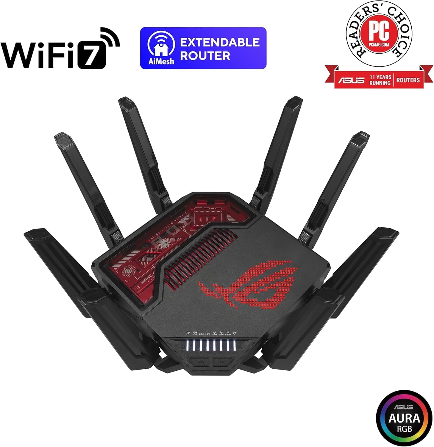 ASUS GT-BE19000 WiFi 7 Tri-Band Router – 19,000 Mbps, OFDMA & MU-MIMO, AiMesh Compatible
