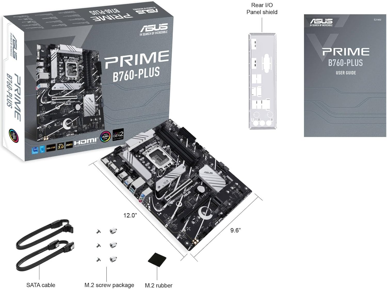 ASUS Prime B760-Plus Motherboard – LGA1700 Socket, B760 Chipset, USB 3.2 Gen 2x2, Aura Sync RGB, ATX