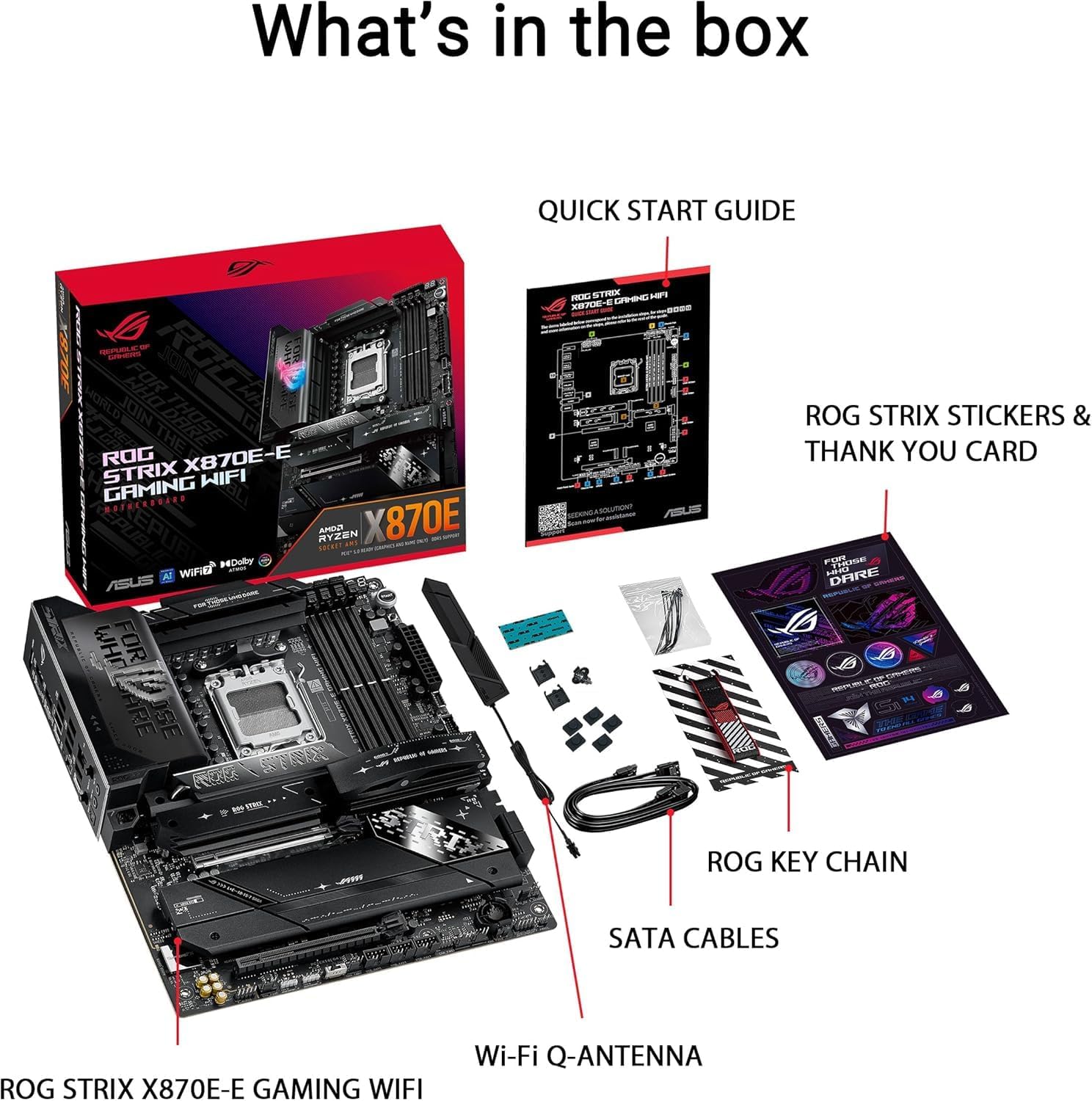 ASUS ROG Strix X870E-E Gaming WiFi Motherboard – AMD AM5 Socket, X870E Chipset, PCIe 5.0, USB4, Wi-Fi 7