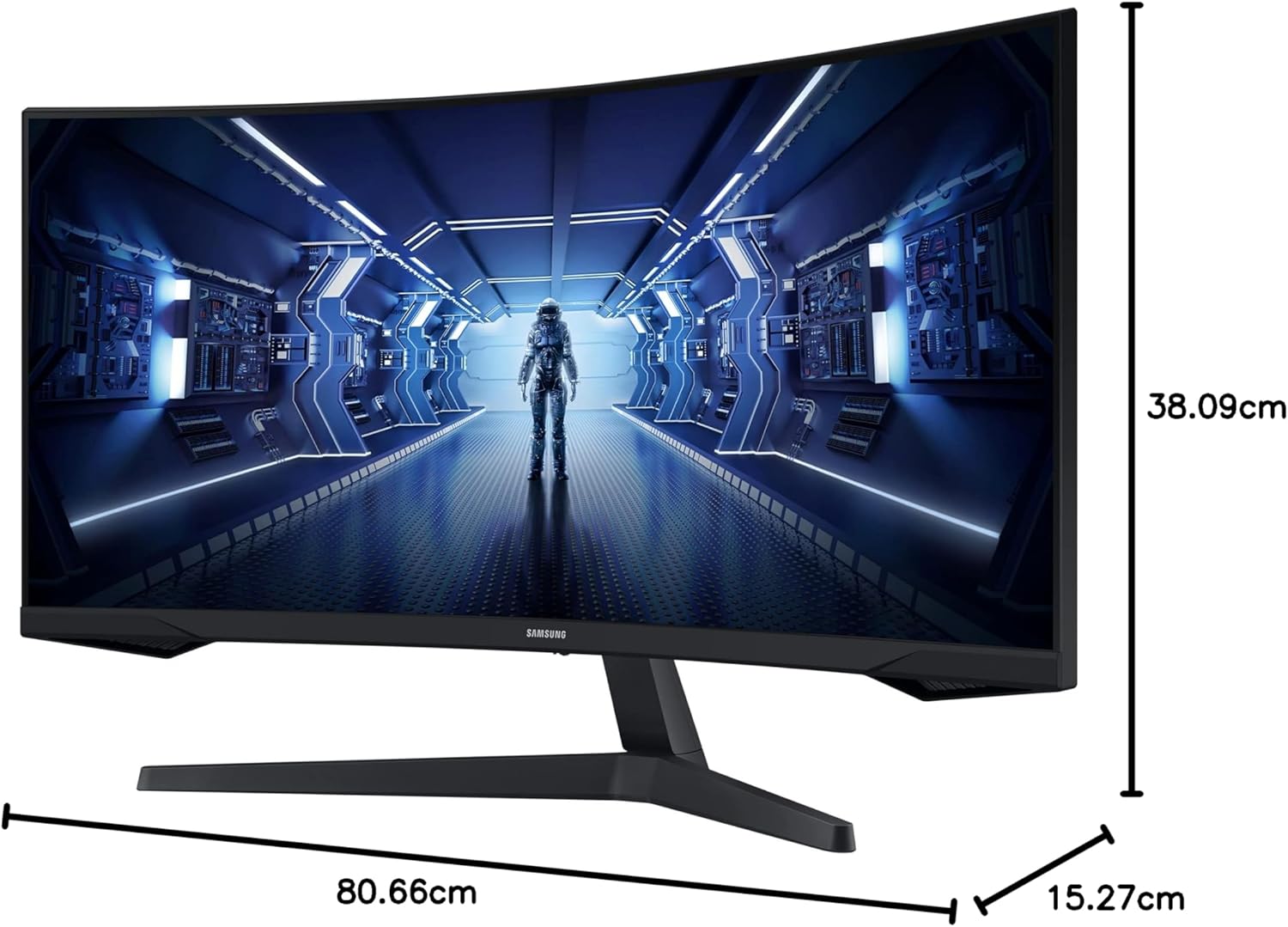 Samsung Gaming Monitor 34 inch Odyssey G5 Curved Ultra Wide QHD (3,440 x 1,440) 165Hz Refresh Rate 1Ms Response Time, FreeSync Premium LC34G55TWWMXUE