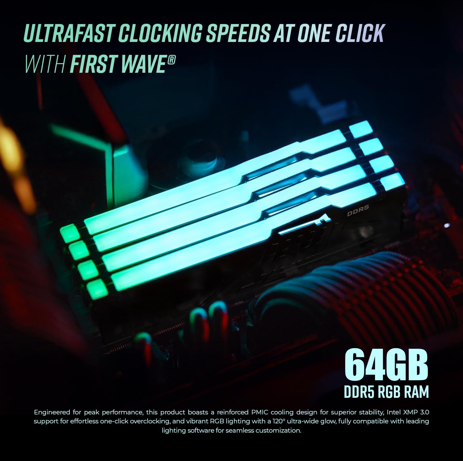 First Wave Stealth Elite Gaming PC for 4K Gaming / Core i9-14900K processor / Streaming & Content Creation – Liquid Cooled High-End Desktop First Wave