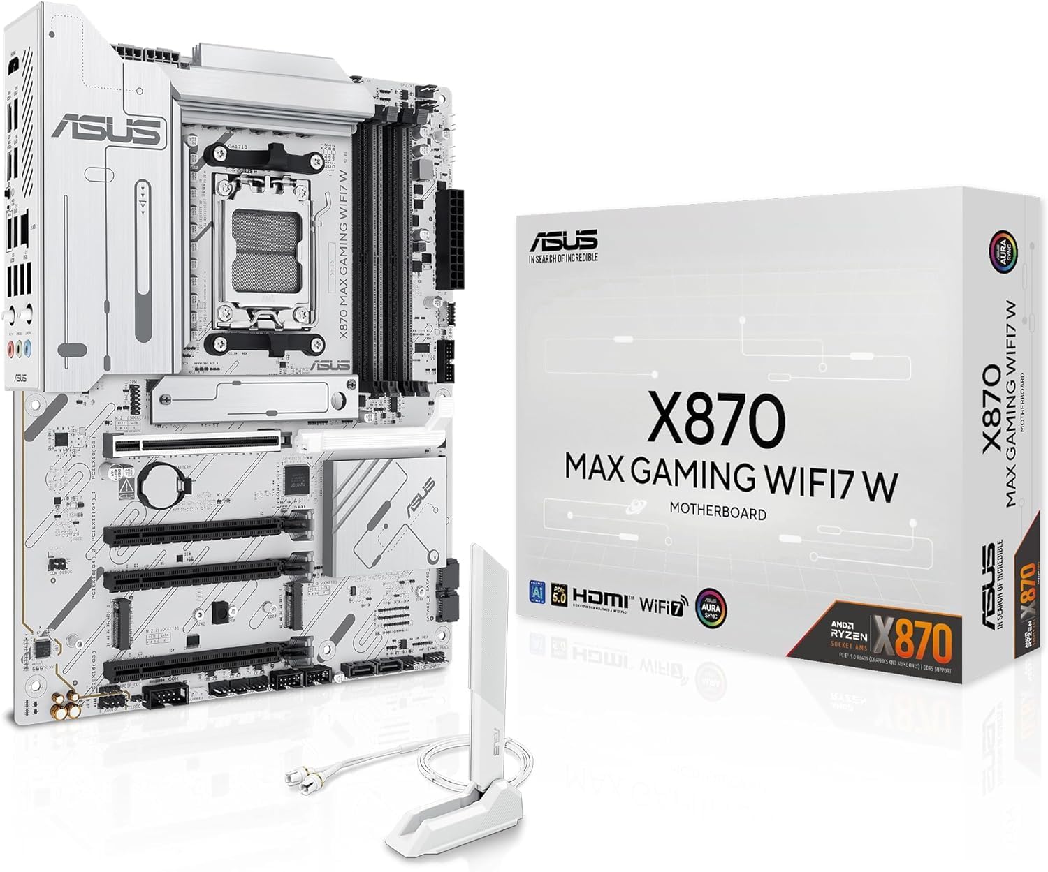 ASUS X870 Max Gaming WiFi7 Motherboard – AMD AM5 Socket, X870 Chipset, PCIe 5.0, USB4, Wi-Fi 7, Aura Sync RGB