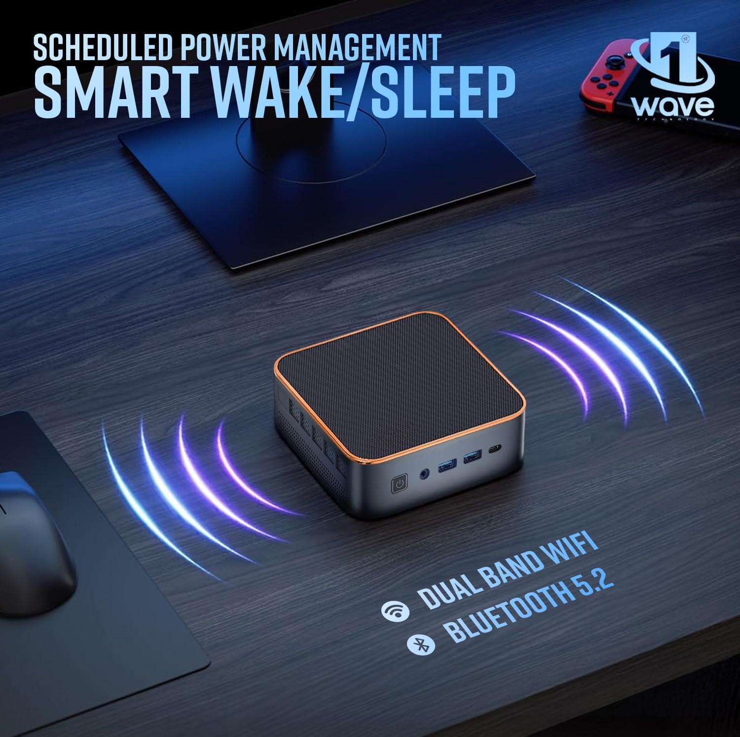 First Wave MicroStorm M5 Mini PC – Intel Core i5-12450H, RAM, SSD, Mini Desktop PC with USB-C, Triple 4K Display, Ethernet RJ45, WiFi 6, BT 5.2, VESA Monitor Mount, Perfect for Office & Home