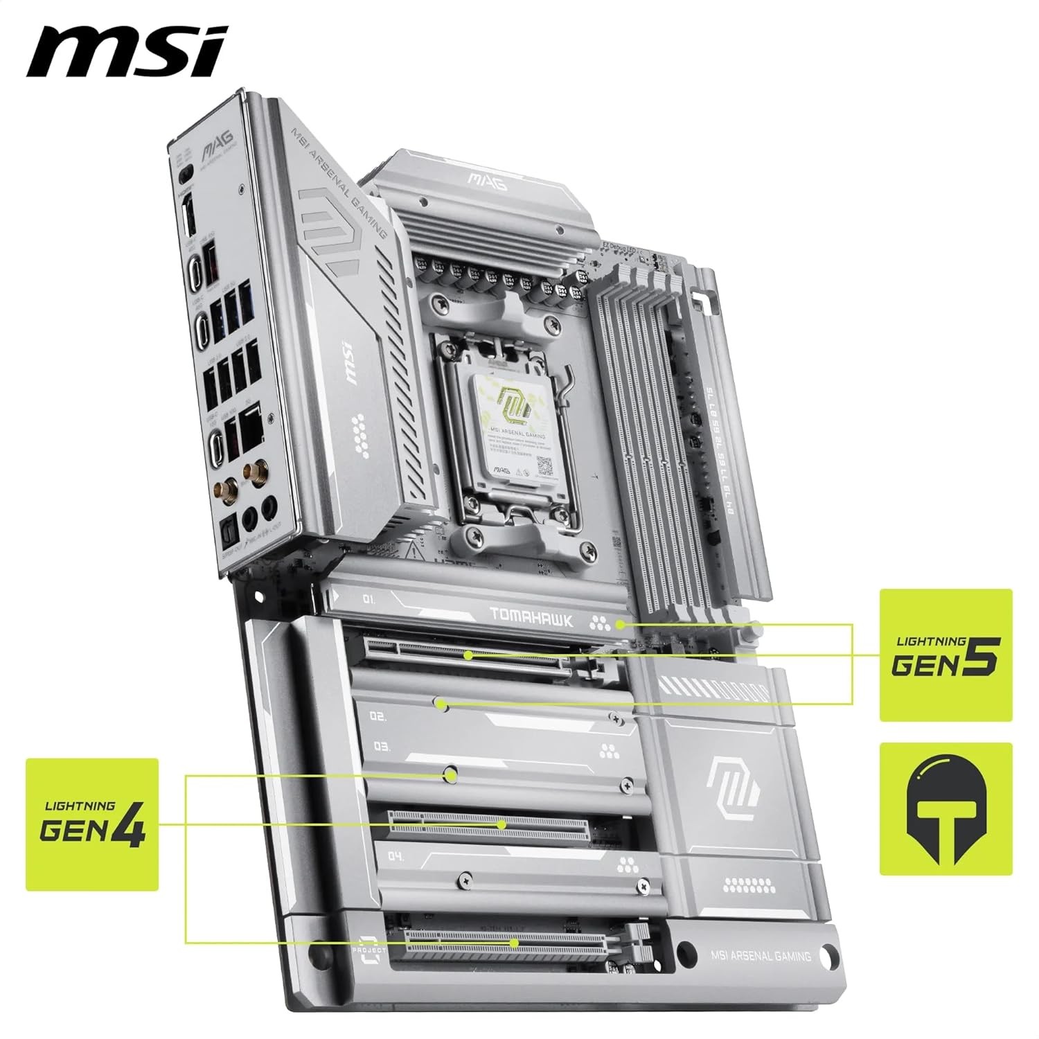 MSI MAG X870E TOMAHAWK MAX WIFI PZ AM5 DDR5 ATX Motherboard – AMD X870E Chipset, DDR5 8400+ OC, PCIe 5.0 x16, Quad M.2 NVMe, Wi‑Fi 7 & Bluetooth 5.4, 2.5G LAN, USB4 40Gbps, HDMI 2.1 MSI