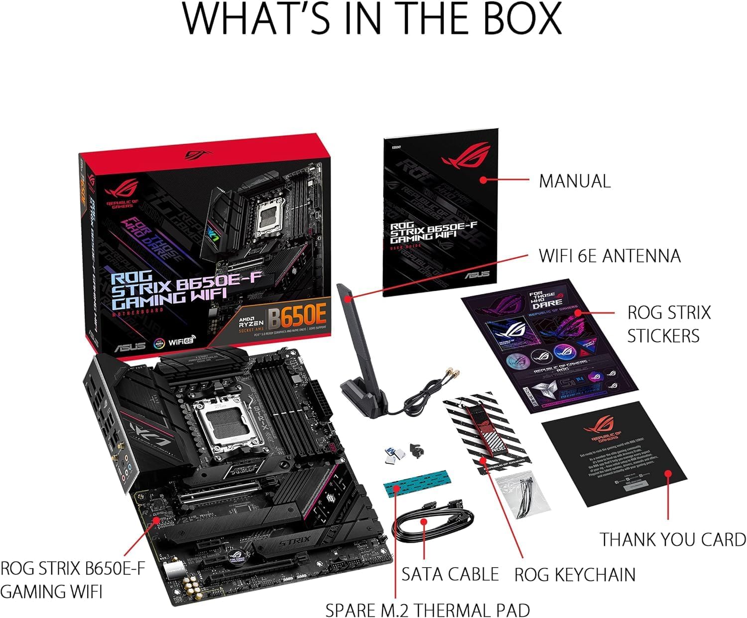 ASUS ROG Strix B650E-F Gaming WiFi Motherboard – AMD AM5 Socket, B650E Chipset, USB 3.2 Gen 2