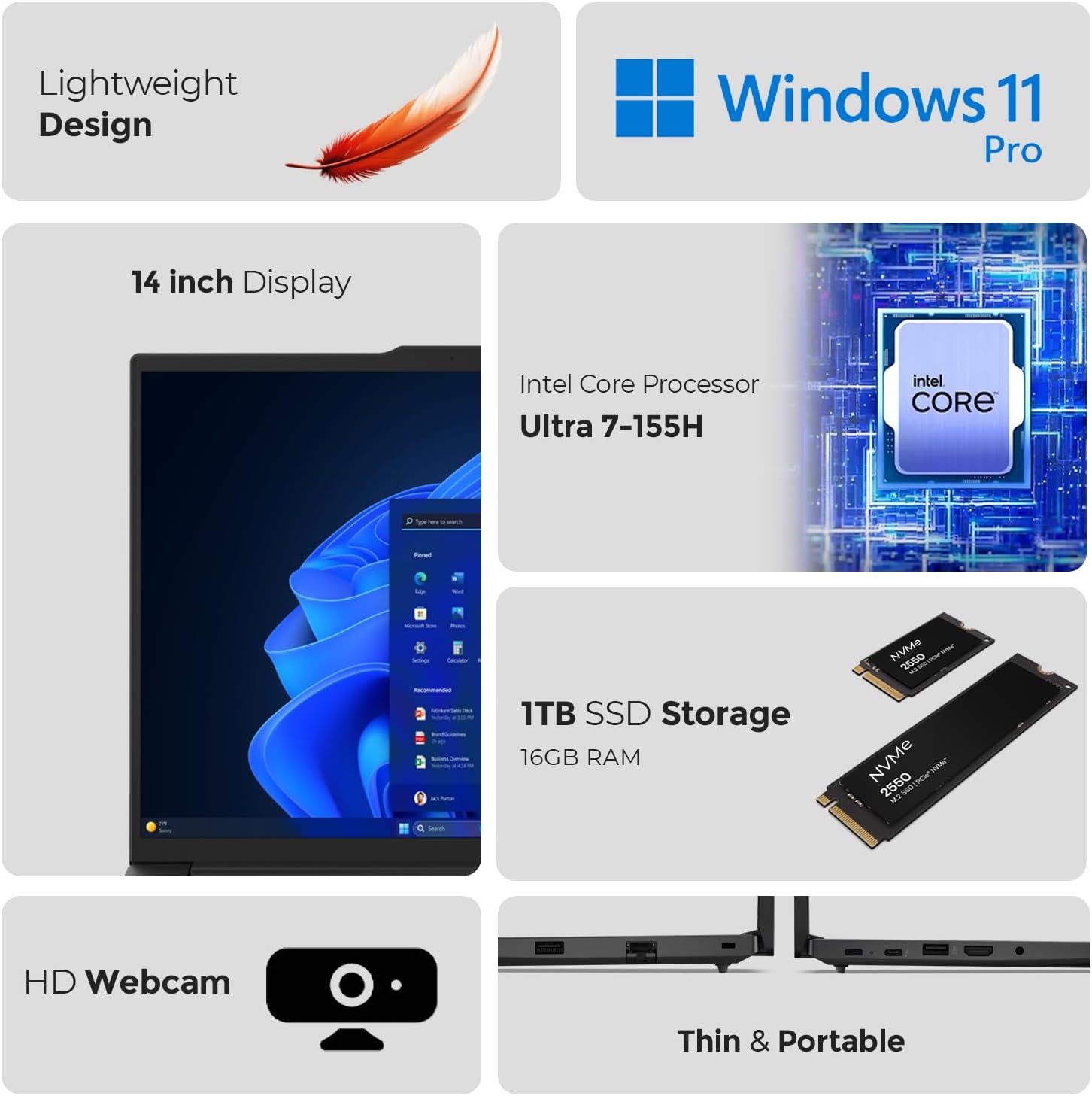 Lenovo Business Laptop E14 Gen 6 - FREE 8 in 1 HUB + Wireless Mouse + Laptop Bag + Antivirus + Mouse Pad | Intel Ultra 5-125U, 16GB RAM - 1TB SSD, Windows 11 Pro (Upgrade)