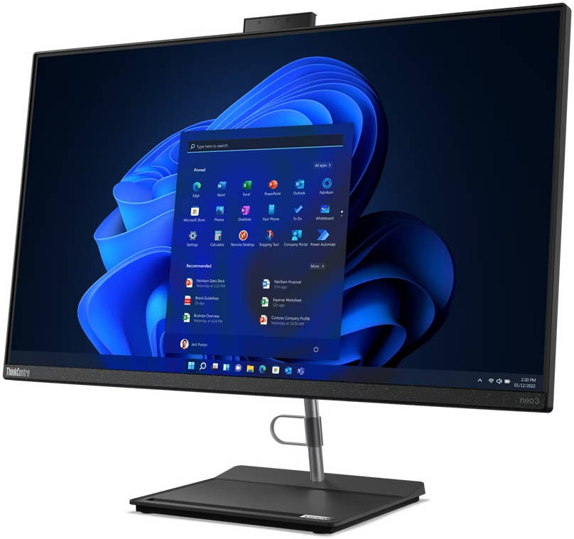 Lenovo ThinkCentre neo 30a 27 AIO PC, 27" FHD IPS Display, Intel Core i7-1260P, 16GB RAM, 512GB SSD, Intel Iris Xe Graphics, English (UK) USB Calliope K/B & Mouse, FreeDOS, Black | 12CB001YGP