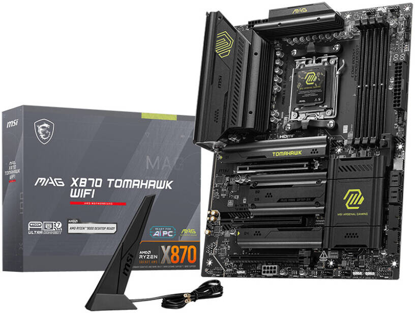 MSI MAG X870 TOMAHAWK WIFI Motherboard – ATX, AMD Ryzen 9000/7000 Series Support, AM5 Socket, DDR5, PCIe 5.0, Wi-Fi 7, 2.5G LAN, Lightning Gen 5 M.2, Mystic Light RGB, Advanced Cooling, Premium Gaming Motherboard
