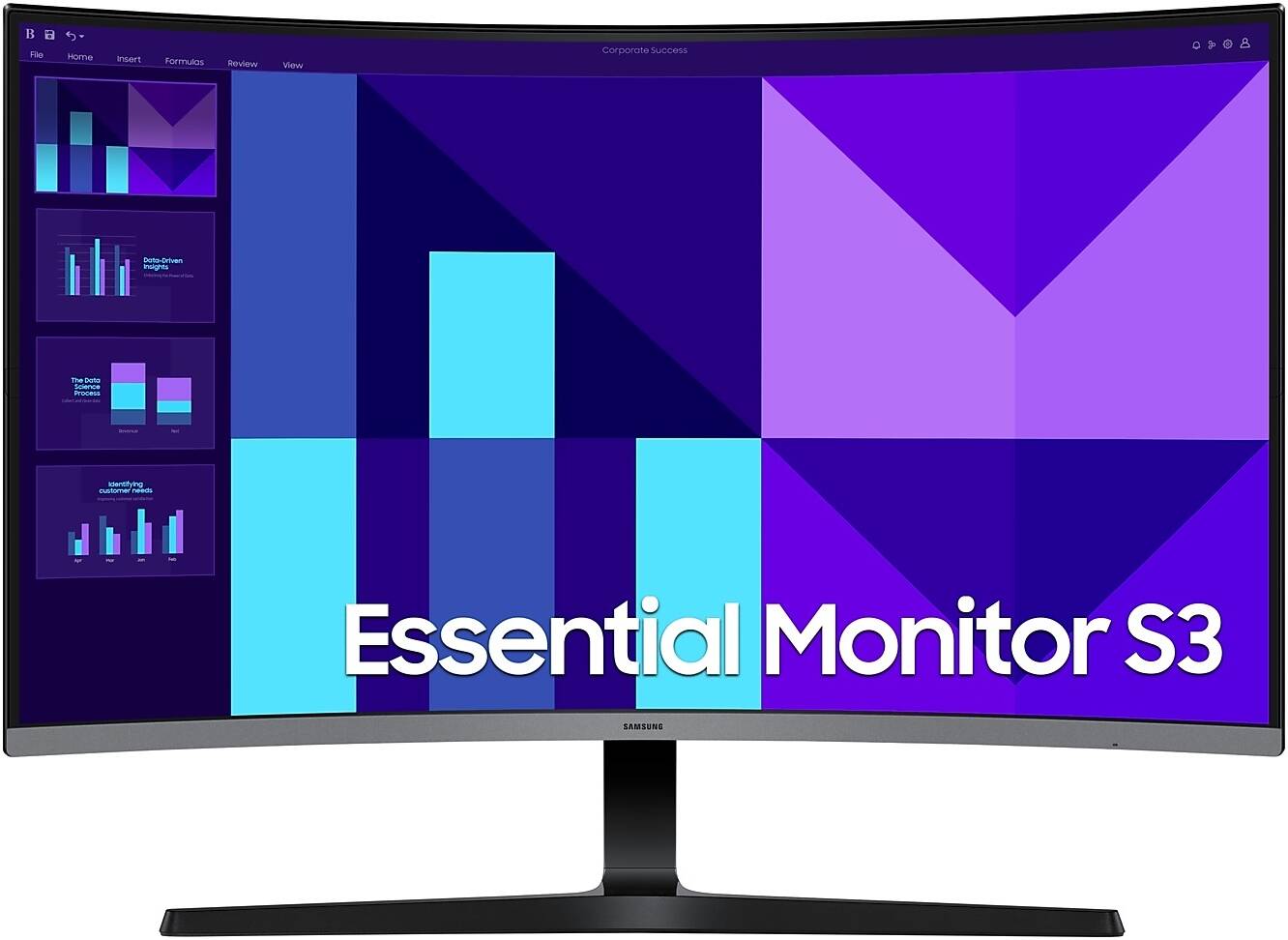 Samsung 32" Essential S3 Monitor – Full HD 1080p, 100Hz Refresh Rate, Eye Care Technology, Slim Bezels, HDMI & DisplayPort, Smooth & Vibrant Display for Gaming, Work, and Entertainment
