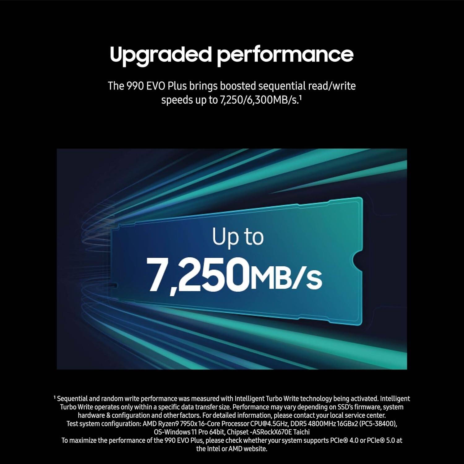 Samsung 990 EVO Plus NVMe M.2 SSD 2TB – PCIe 4.0, Up to 5,000MB/s Read Speed, V-NAND, Dynamic Thermal Guard, Energy Efficient, 5-Year Warranty – Ultra-Fast Internal Storage for PC & Laptop