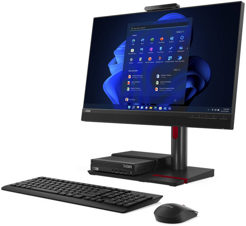 Lenovo ThinkCentre TIO Flex 24v, 24" IPS Display, Full HD Resolution, 60Hz Refresh Rate, 4ms (Extreme Mode) Response Time, Integrated Microphone, Eyesafe Display, Low Blue Light, Black | 12BNMAT3EU