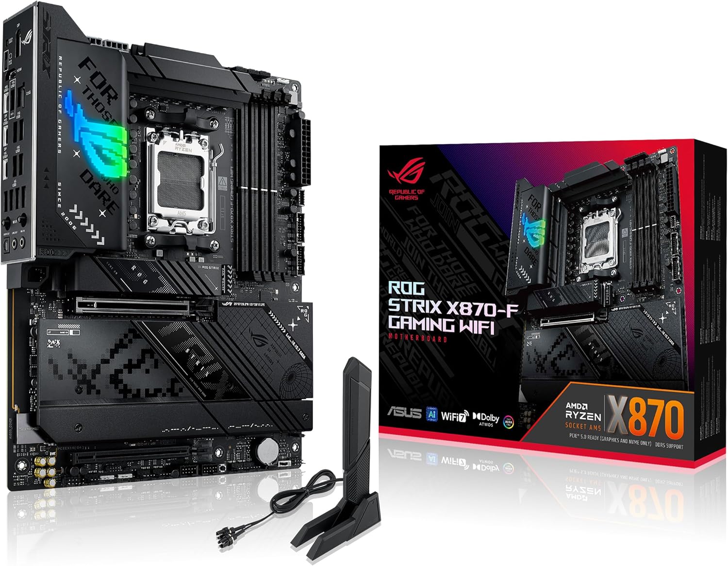 ASUS ROG Strix X870I Gaming WiFi AE (90MB1IW0 M0EAY0)   High End Mini ITX AM5 Board with DDR5 8600 OC, PCIe 5.0, Dual USB4, ESS Sabre Audio & WiFi 7