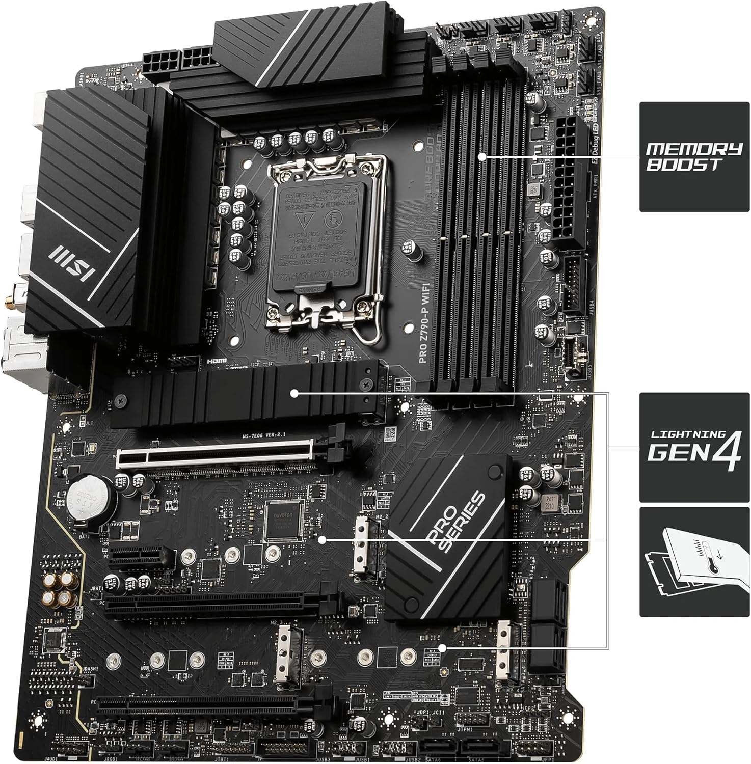MSI PRO Z790-P WIFI ATX Motherboard – Intel Z790 Chipset | LGA 1700 | DDR5 | PCIe 5.0 | WiFi | 2.5G LAN MSI
