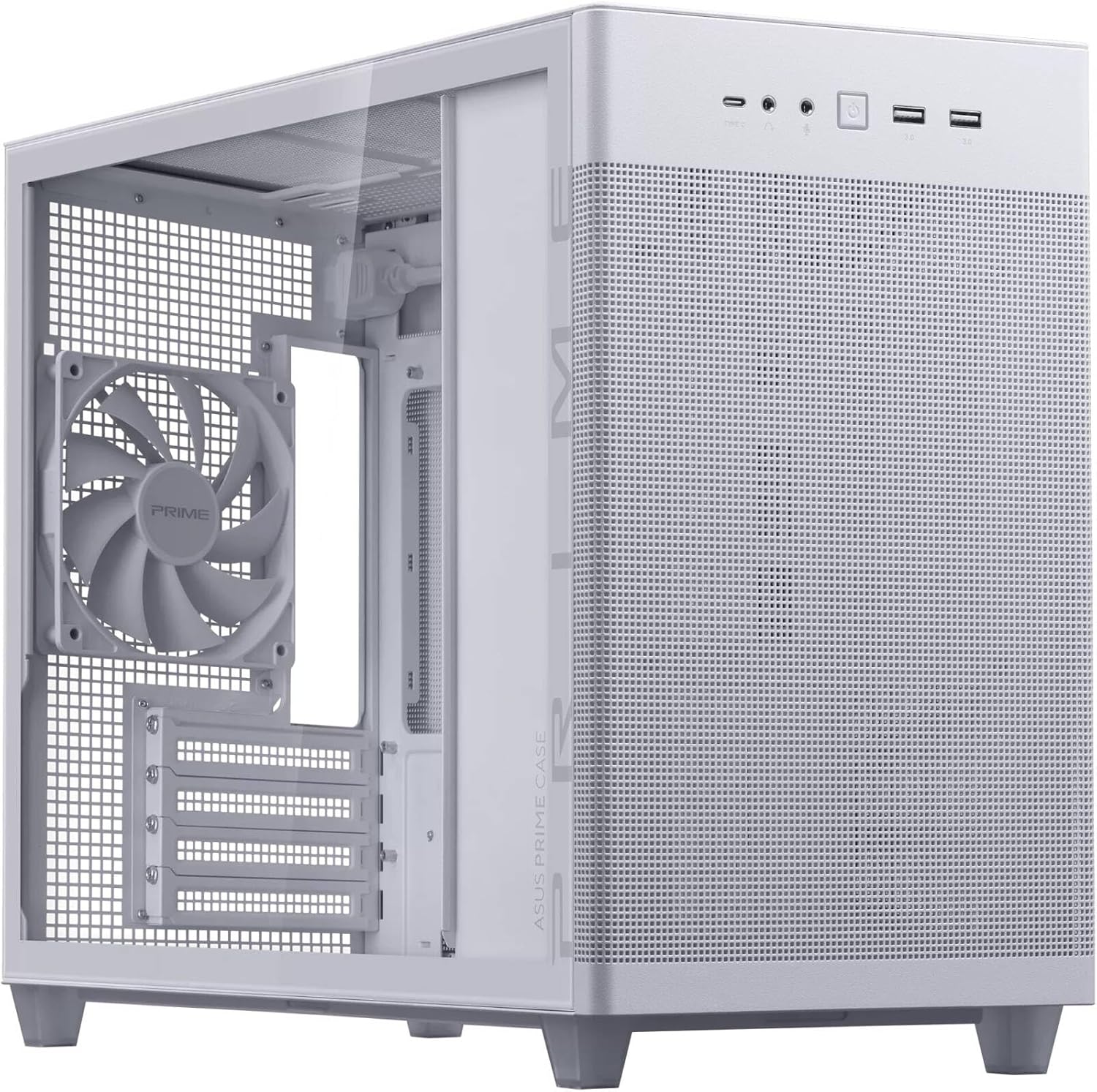 ASUS Prime AP201 Mid-Tower PC Case – Tempered Glass, White, ATX / Micro-ATX / Mini-ITX Compatible