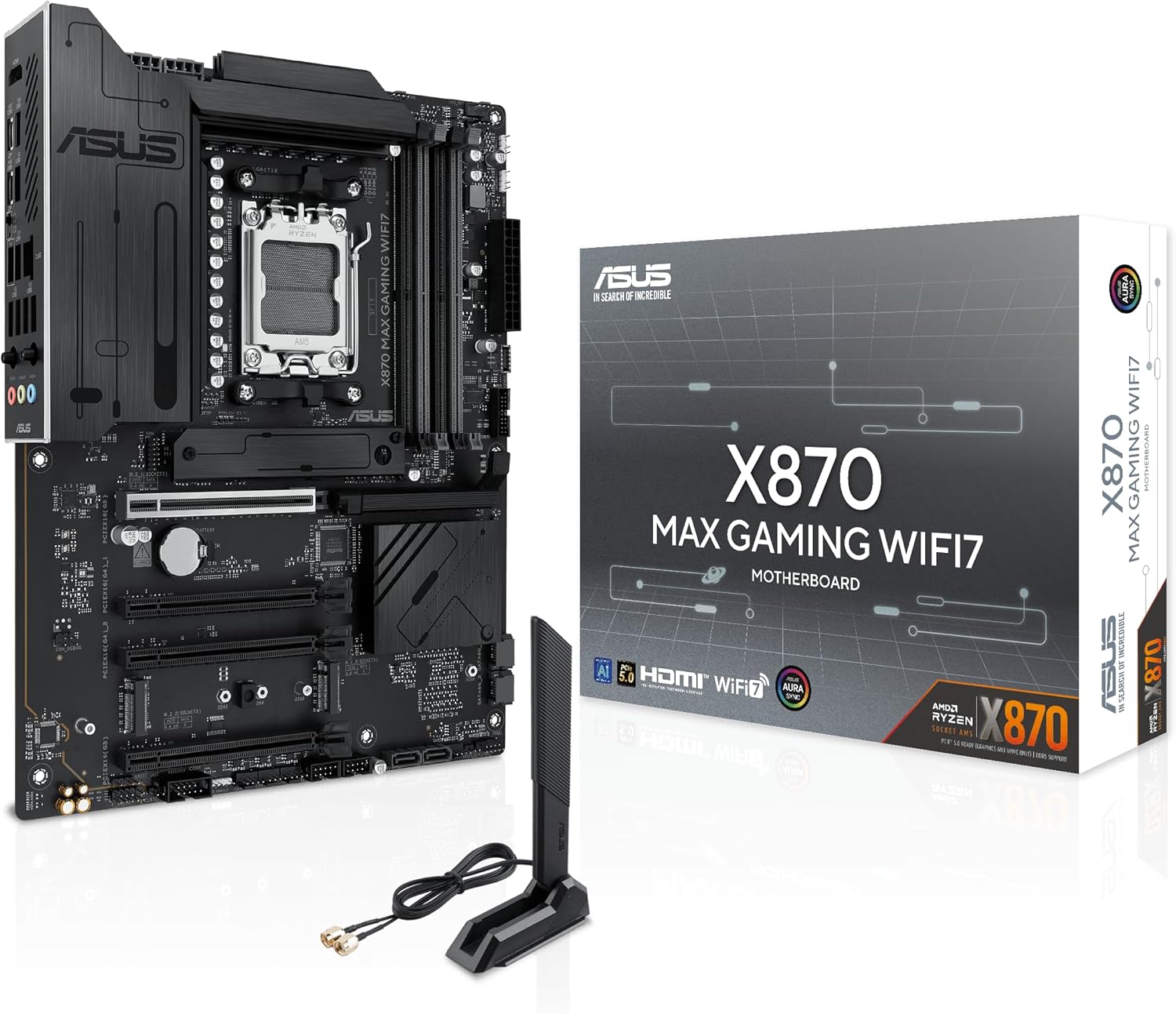 ASUS X870 Max Gaming WiFi7 W-AE   High-Performance ATX AM5 Motherboard with DDR5-8600 OC, PCIe 5.0, WiFi 7, USB 4.0, Robust Power Design & Advanced Cooling