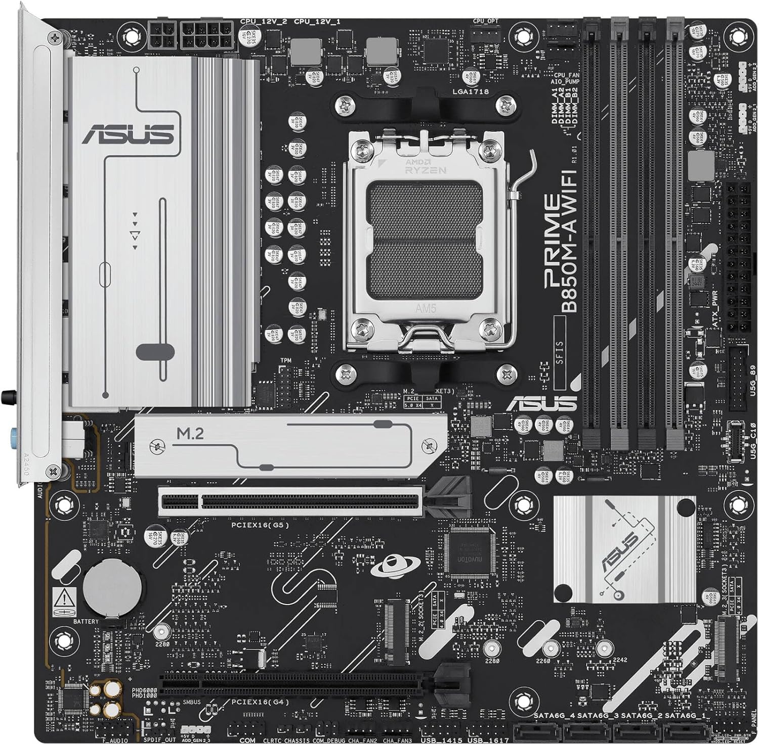 ASUS PRIME B850M-A WIFI Motherboard – Socket AM5, B850 Chipset, USB 10Gbps, WiFi 6E, Micro-ATX