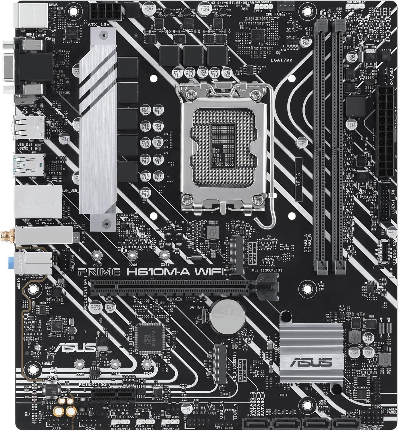 ASUS Prime H610M-A WiFi Motherboard – LGA1700, Intel H610 Chipset, USB 3.2 Gen 2, WiFi 5, Micro-ATX