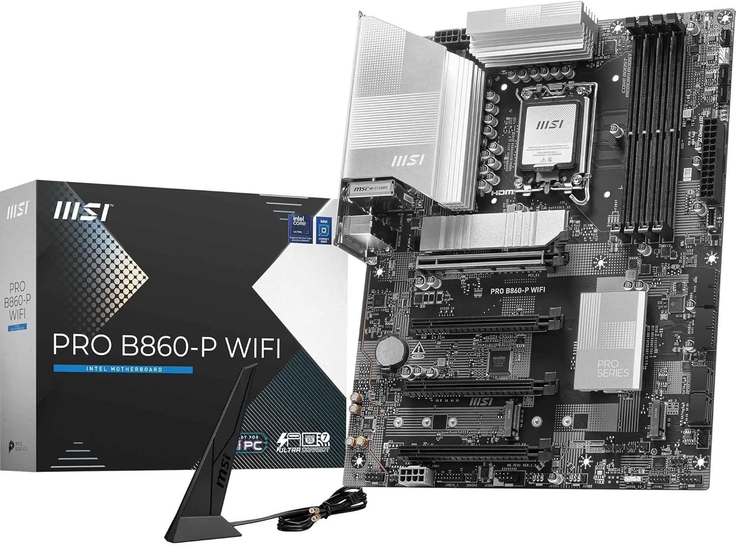 MSI PRO B860-P WIFI DDR5 LGA 1851 ATX Motherboard – Intel B860 Chipset, PCIe 5.0 x16, DDR5 8800+ OC, Gen5 M.2 NVMe, Wi-Fi 7, Bluetooth 5.4, 5G LAN, Thunderbolt 4, HDMI 2.1 & DisplayPort MSI