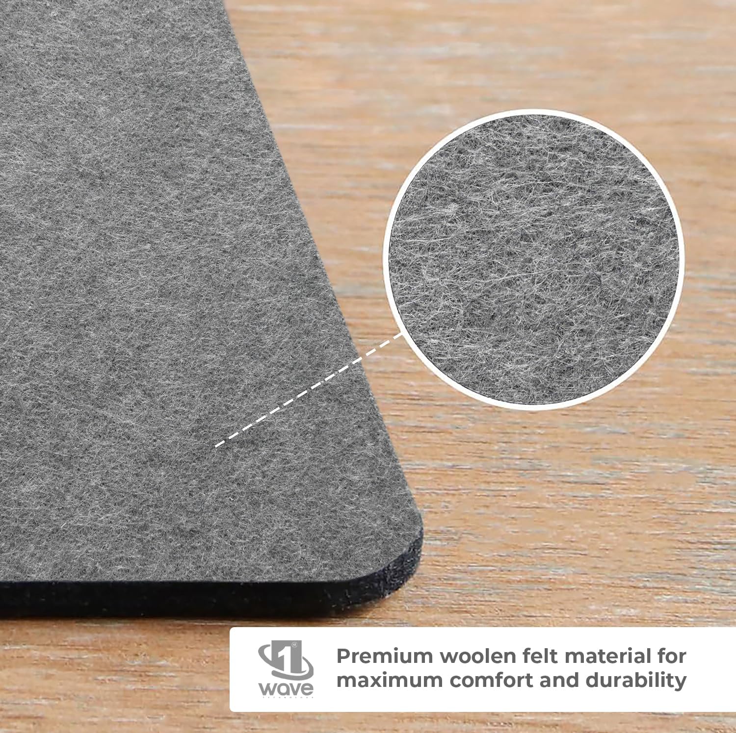 First Wave Signature Mat | Premium Desk Mat 100x35cm | Smooth Felt & Leather | Gaming, Office & Home | Clean & Organized Desk | Laptop, Keyboard & Mouse Pad | Anti-Slip, Water-Resistant | Grey-Tan