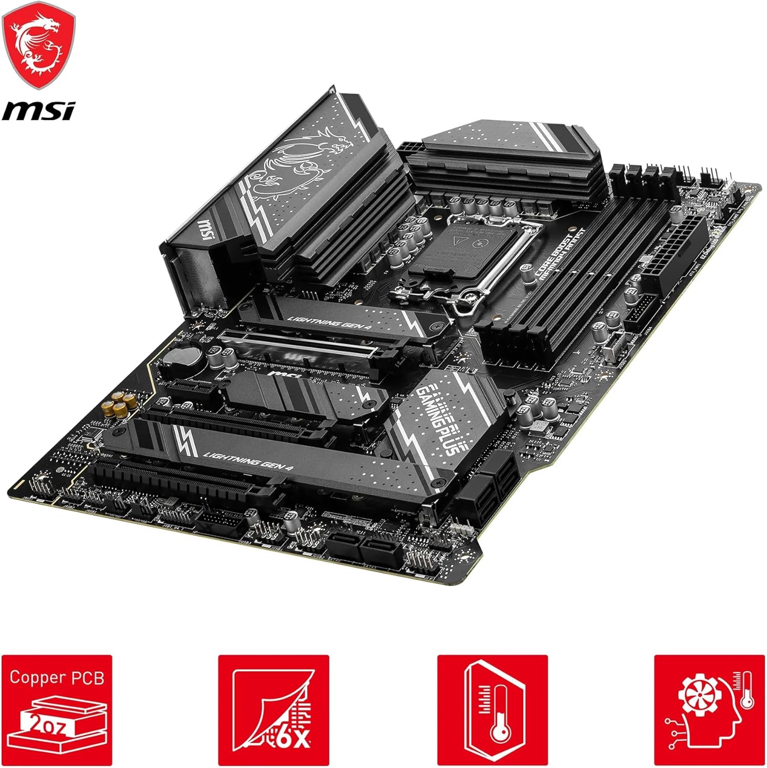 MSI Z790 GAMING PLUS WIFI Motherboard – Intel Z790 Chipset, Supports 14th/13th Gen Intel® Core™ Processors, DDR5, PCIe 5.0, Wi-Fi 6E, 2.5G LAN, Lightning Gen 5 M.2, Extended Heatsink, Frozr AI Cooling, Mystic Light RGB