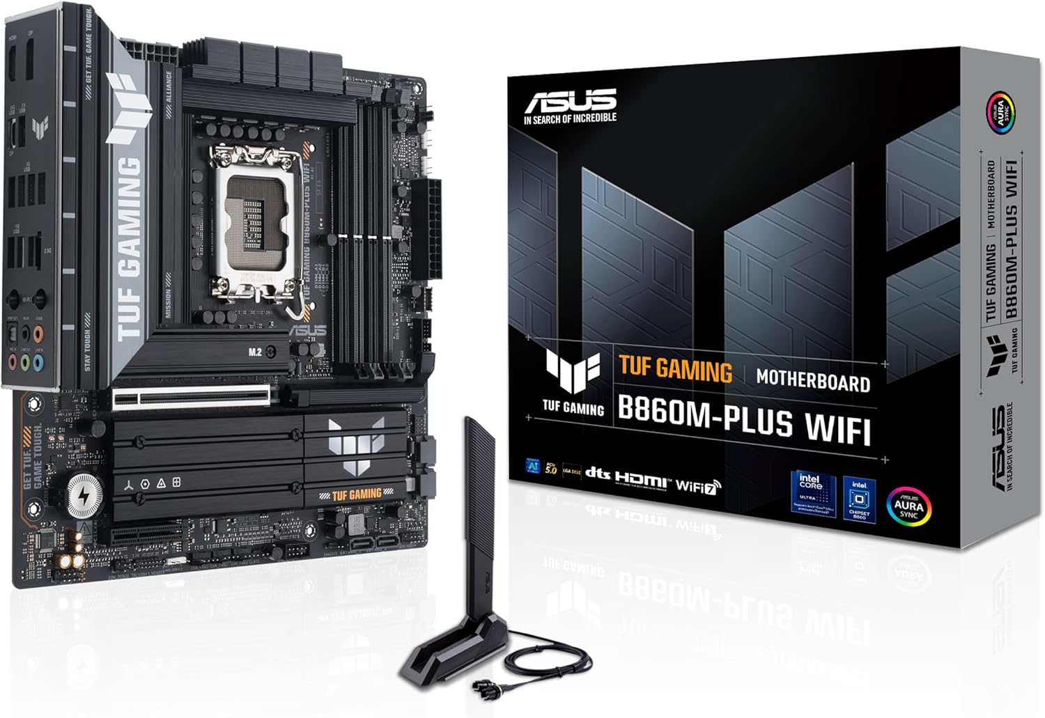 ASUS TUF GAMING B860-PLUS WIFI-AE   ATX LGA1851 Motherboard with DDR5-8666+ OC, PCIe 5.0, WiFi 7, 2.5Gb Ethernet, USB 20Gbps Type-C, DisplayPort, HDMI BIOS FlashBack Aura Sync RGB & Enhanced Durability